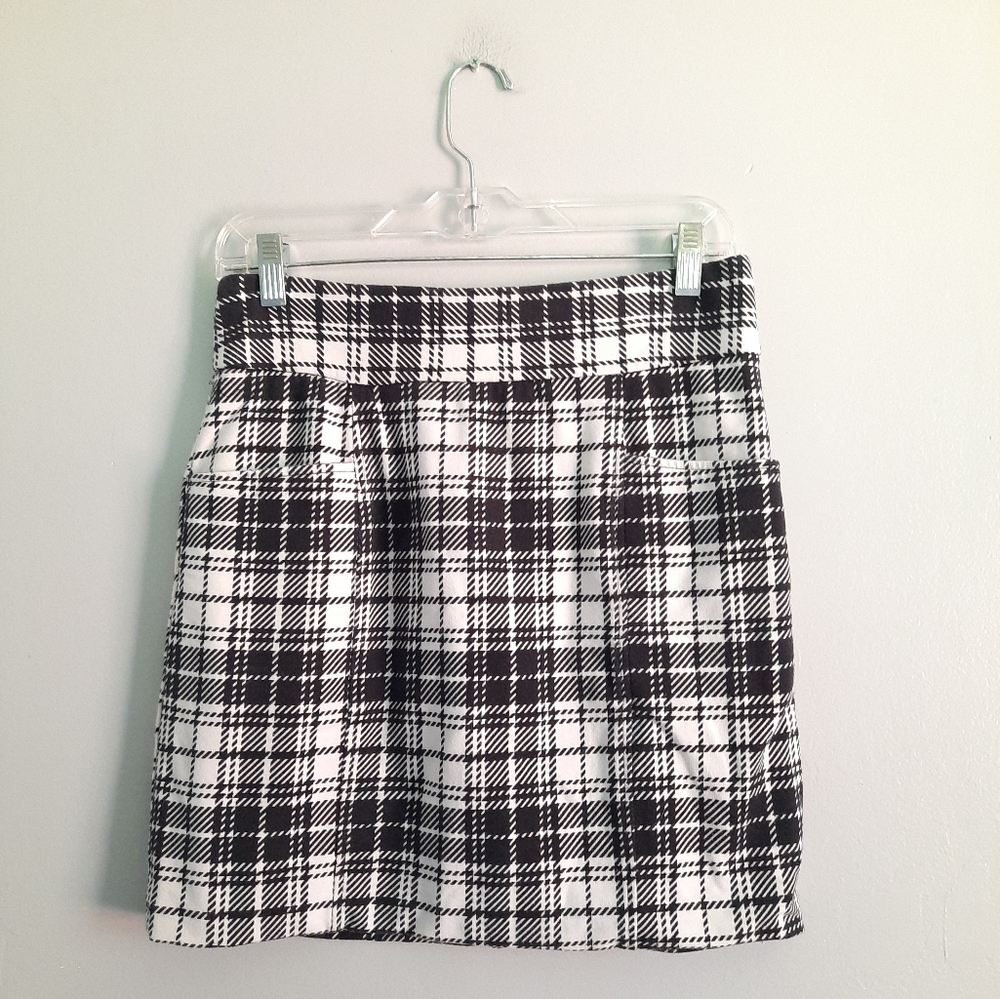 Deja Vu White & Black Plaid Mini Skirt